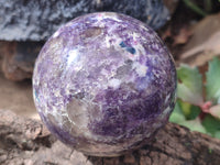 Polished Lepidolite with Pink Rubellite and Blue Lithium Spheres x 2 From Ambatondrazaka, Madagascar