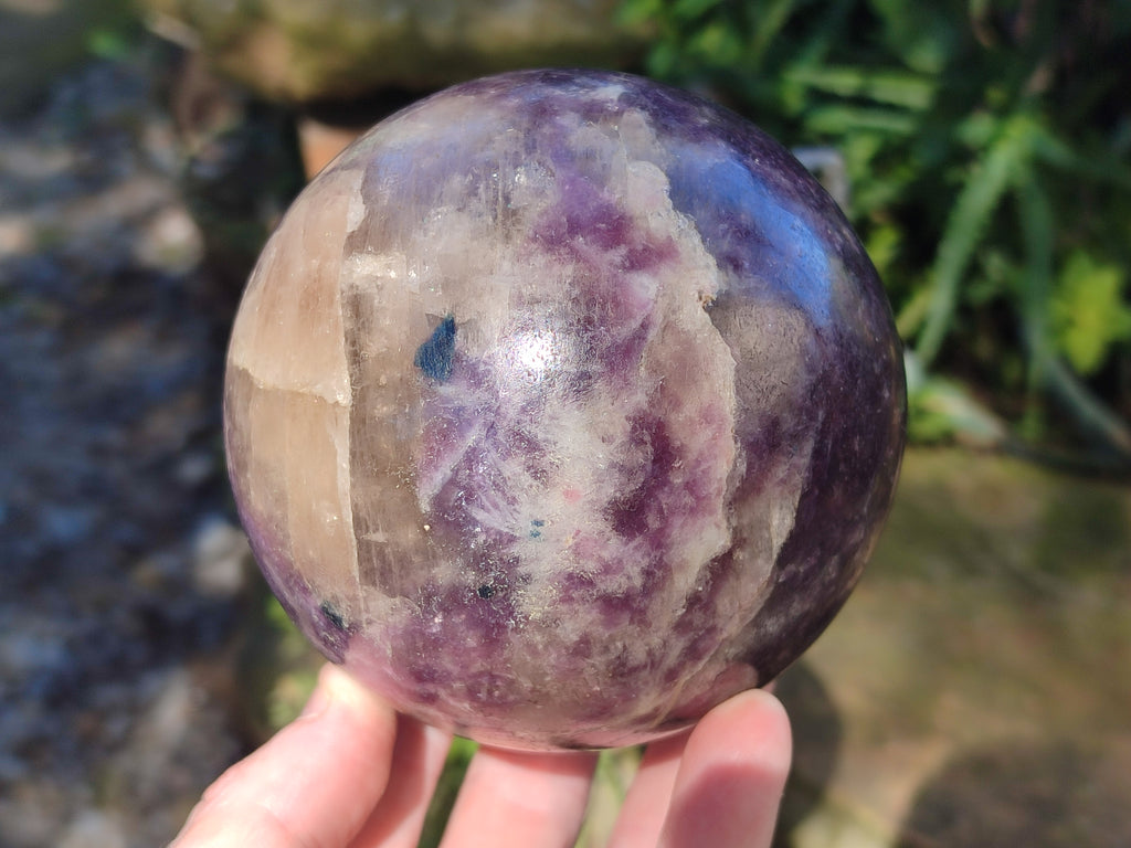 Polished Lepidolite with Pink Rubellite and Blue Lithium Spheres x 2 From Ambatondrazaka, Madagascar - Toprock Gemstones and Minerals 