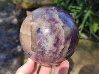 Polished Lepidolite with Pink Rubellite and Blue Lithium Spheres x 2 From Ambatondrazaka, Madagascar