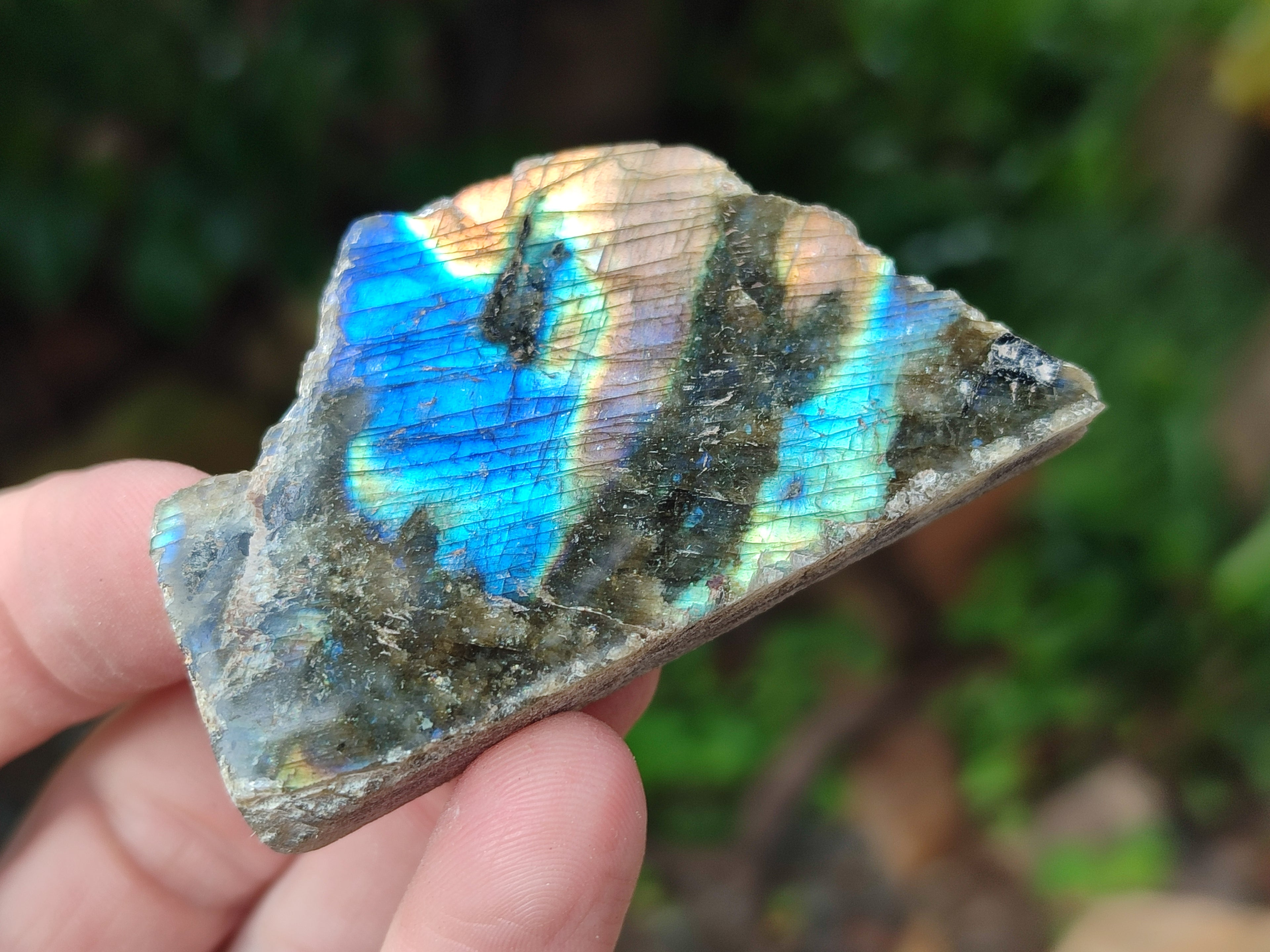 Polished on One Side Mini Labradorite Slabs x 35 From Tulear, Madagascar - Toprock Gemstones and Minerals 