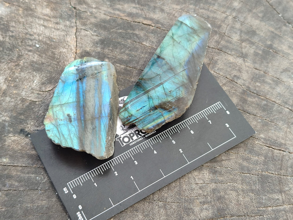 Polished on One Side Mini Labradorite Slabs x 35 From Tulear, Madagascar - Toprock Gemstones and Minerals 