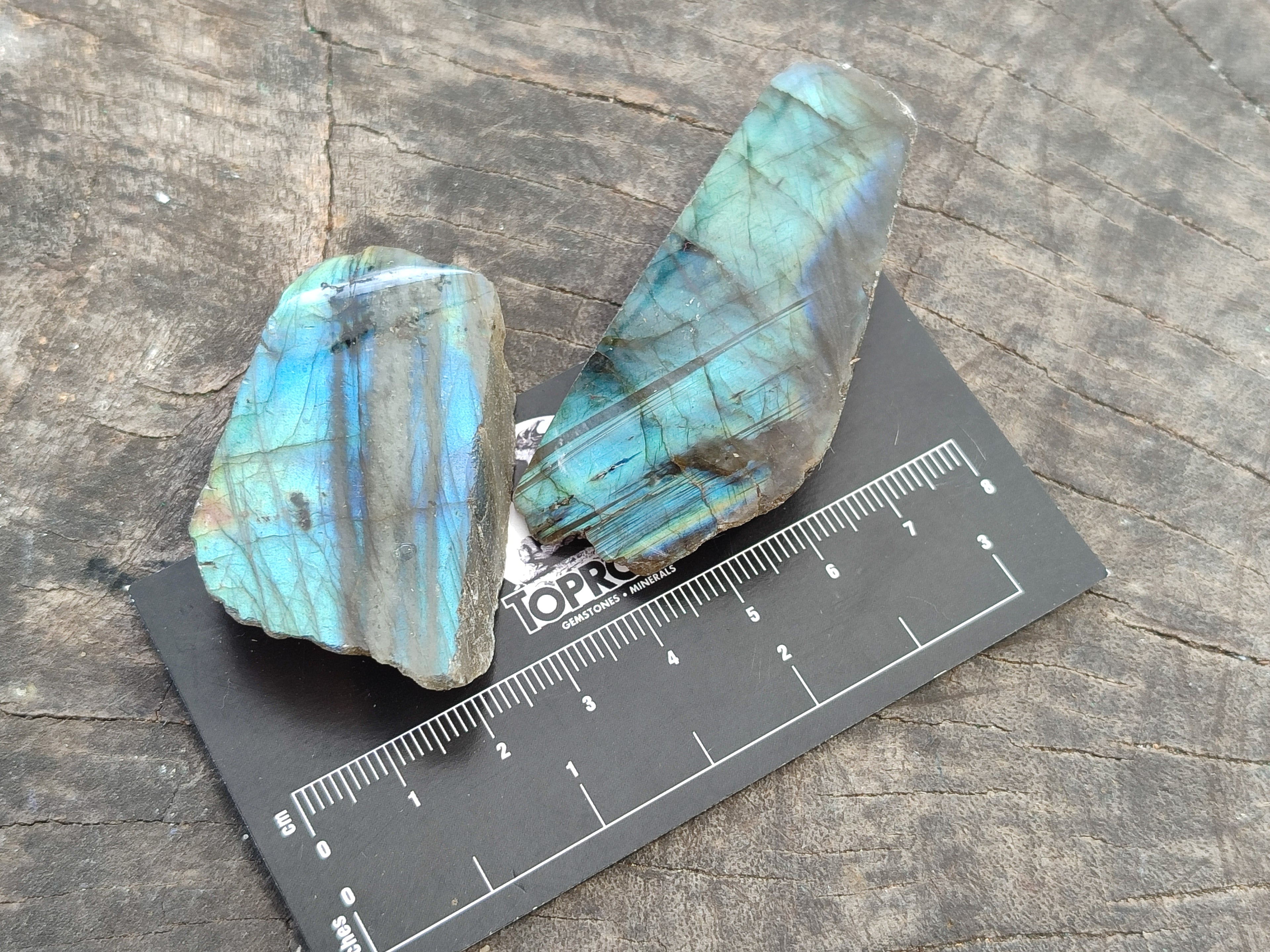 Polished on One Side Mini Labradorite Slabs x 35 From Tulear, Madagascar - Toprock Gemstones and Minerals 