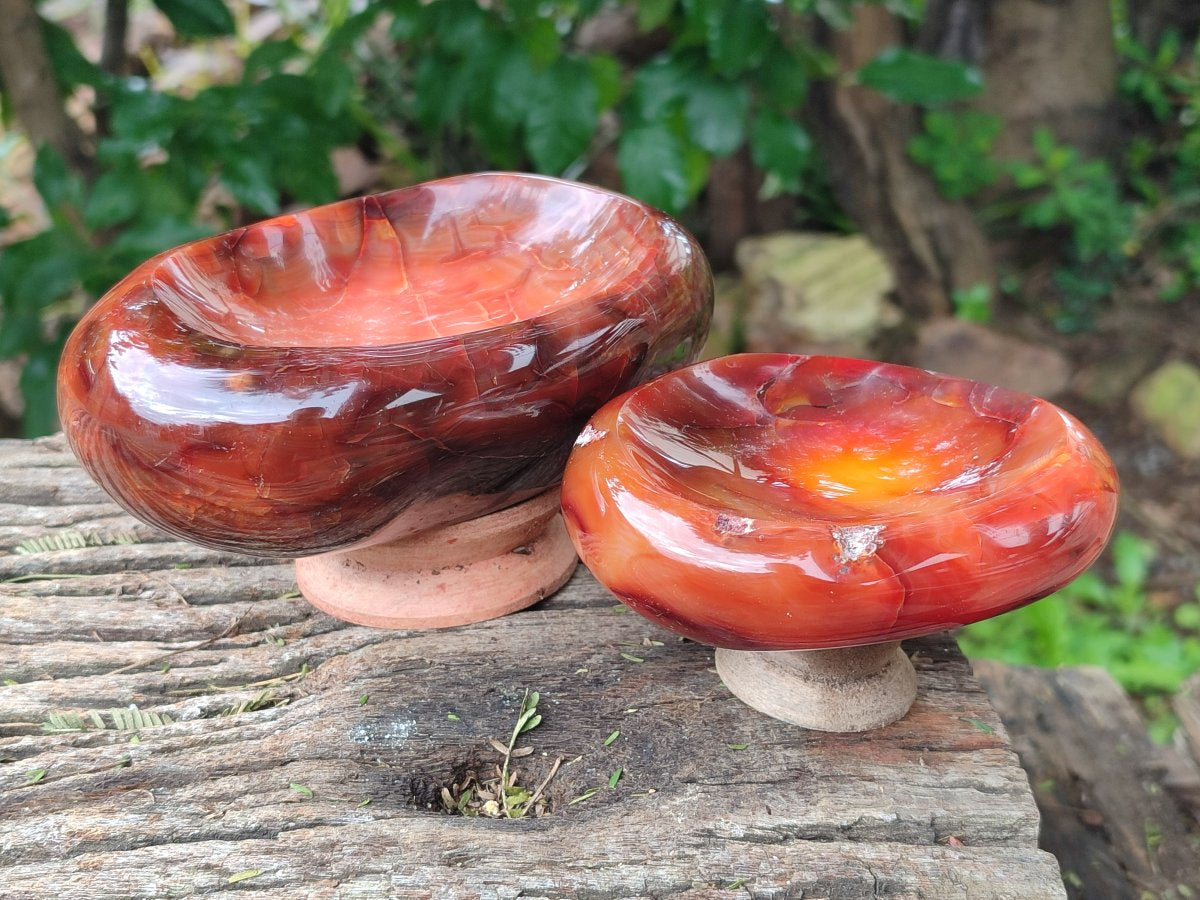 Polished Carnelian Agate Bowls x 2 From Madagascar - Toprock Gemstones and Minerals 
