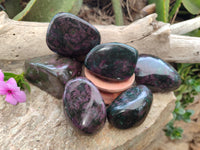 Polished Ruby Corundum In Chrome Verdite Free Forms x 6 From Zimbabwe