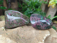 Polished Ruby Corundum In Chrome Verdite Free Forms x 6 From Zimbabwe