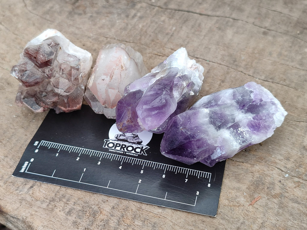 Natural Dark Purple Amethyst and Hematoid Single Quartz Crystals x 2.51 Kg Lot From Zambia - Toprock Gemstones and Minerals 