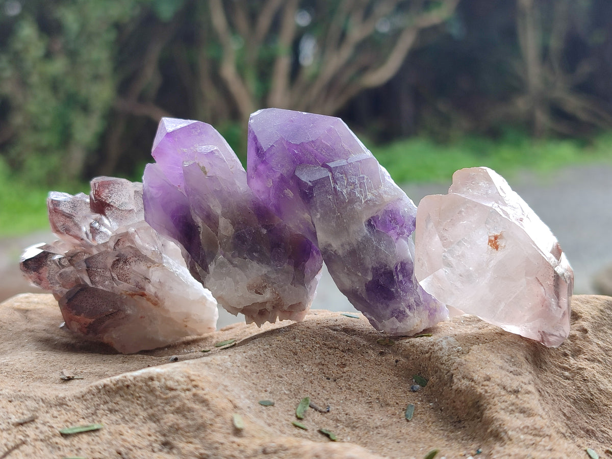 Natural Dark Purple Amethyst and Hematoid Single Quartz Crystals x 2.51 Kg Lot From Zambia - Toprock Gemstones and Minerals 