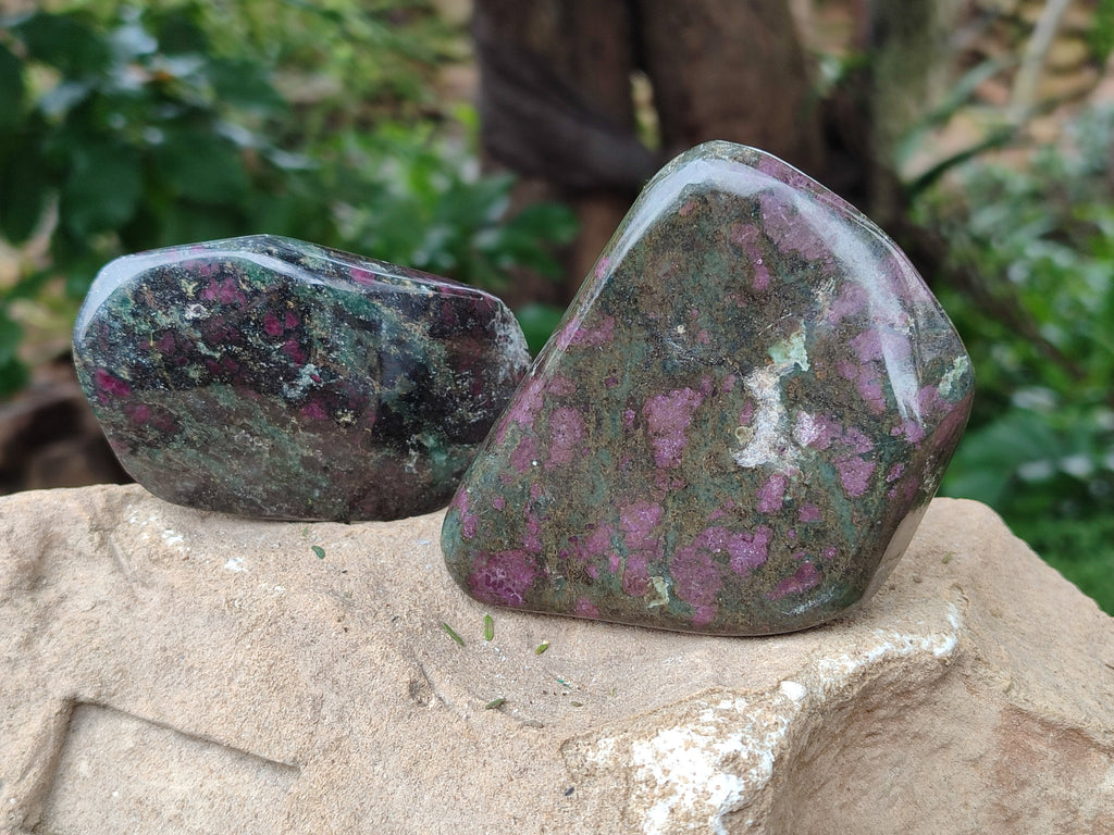 Polished Ruby Corundum In Chrome Verdite Free Forms x 6 From Zimbabwe - Toprock Gemstones and Minerals 