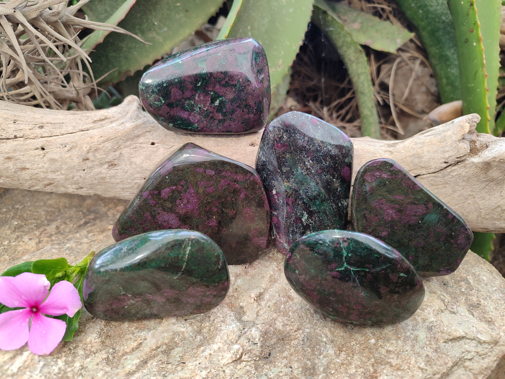 Polished Ruby Corundum In Chrome Verdite Free Forms x 6 From Zimbabwe - Toprock Gemstones and Minerals 