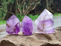 Polished Window Amethyst Quartz Point x 6 From Akansobe, Madagascar