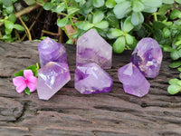 Polished Window Amethyst Quartz Point x 6 From Akansobe, Madagascar