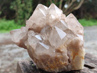 Natural White Cascading Phantom Quartz Clusters x 2 From Luena, Congo