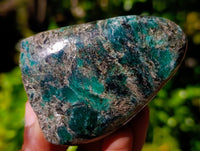 Polished Emerald Mica In Matrix Standing Free Forms x 3 From Mutoko, Zimbabwe