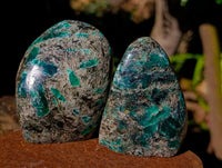 Polished Emerald Mica In Matrix Standing Free Forms x 3 From Mutoko, Zimbabwe