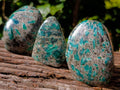 Polished Emerald Mica In Matrix Standing Free Forms x 3 From Mutoko, Zimbabwe - Toprock Gemstones and Minerals 