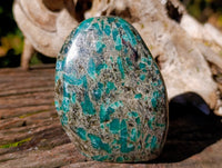 Polished Emerald Mica In Matrix Standing Free Forms x 3 From Mutoko, Zimbabwe