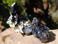 Natural Schorl Black Tourmaline with Hyalite Opal Specimens x 12 From Erongo, Namibia