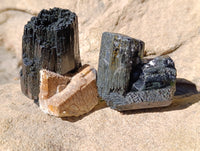 Natural Schorl Black Tourmaline with Hyalite Opal Specimens x 12 From Erongo, Namibia