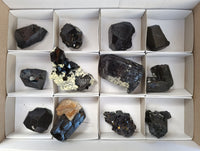 Natural Schorl Black Tourmaline with Hyalite Opal Specimens x 12 From Erongo, Namibia