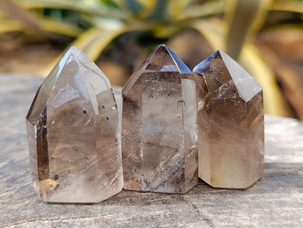 Polished Smokey Quartz Crystals x 12 From Madagascar - Toprock Gemstones and Minerals 