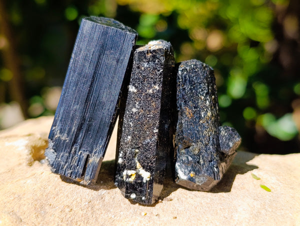 Natural Schorl Black Tourmaline with Hyalite Opal Specimens x 35 From Erongo, Namibia