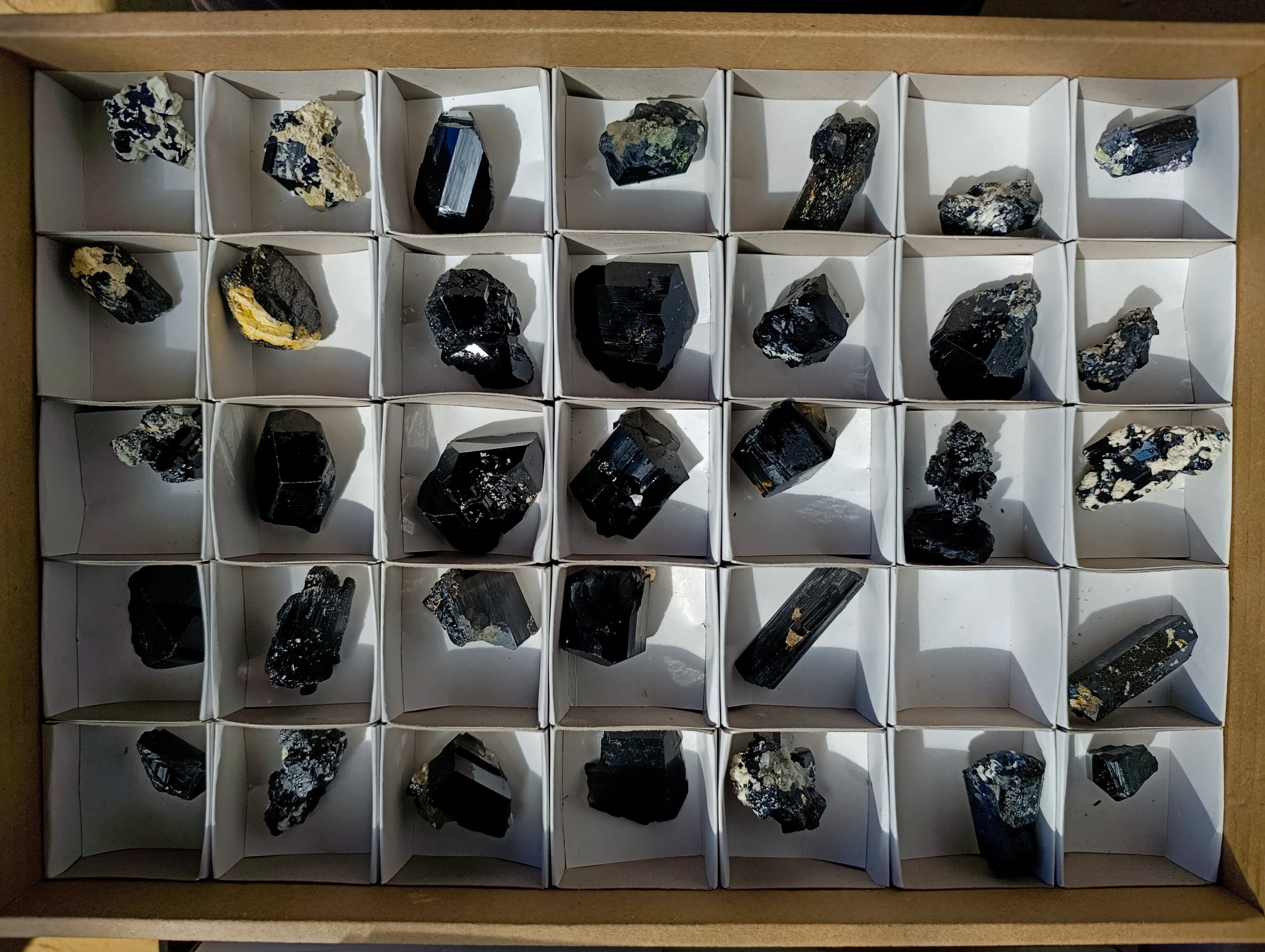 Natural Schorl Black Tourmaline with Hyalite Opal Specimens x 35 From Erongo, Namibia - Toprock Gemstones and Minerals 