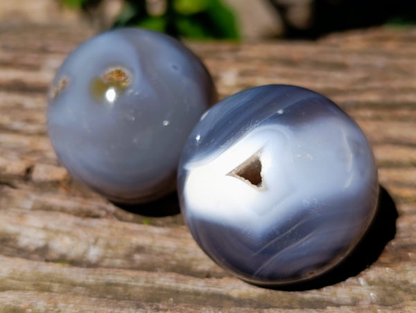 Polished Banded Agate Spheres x 6 From Madagascar