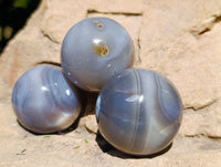Polished Banded Agate Spheres x 6 From Madagascar