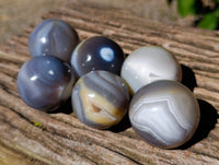 Polished Banded Agate Spheres x 6 From Madagascar