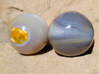 Polished Banded Agate Spheres x 6 From Madagascar