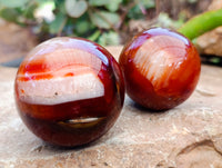 Polished Carnelian Agate Spheres x 6 From Madagascar
