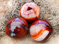 Polished Carnelian Agate Spheres x 6 From Madagascar