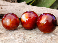 Polished Carnelian Agate Spheres x 6 From Madagascar