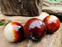 Polished Carnelian Agate Spheres x 6 From Madagascar