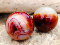 Polished Carnelian Agate Spheres x 6 From Madagascar