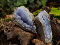 Natural Blue Lace Agate Geode Specimens x 12 From Nsanje, Malawi