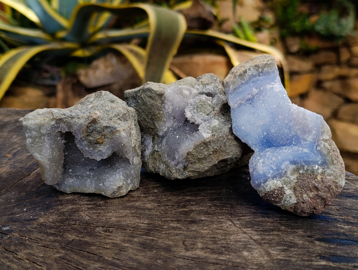 Natural Blue Lace Agate Geode Specimens x 12 From Nsanje, Malawi - Toprock Gemstones and Minerals 