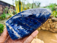 Polished Sodalite Standing Free Forms x 3 From Kunene River, Namibia