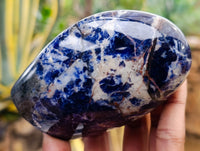 Polished Sodalite Standing Free Forms x 3 From Kunene River, Namibia