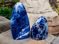 Polished Sodalite Standing Free Forms x 3 From Kunene River, Namibia