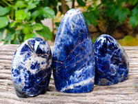 Polished Sodalite Standing Free Forms x 3 From Kunene River, Namibia