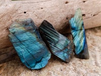 Polished On One Side Labradorite Plates x 35 From Tulear, Madagascar