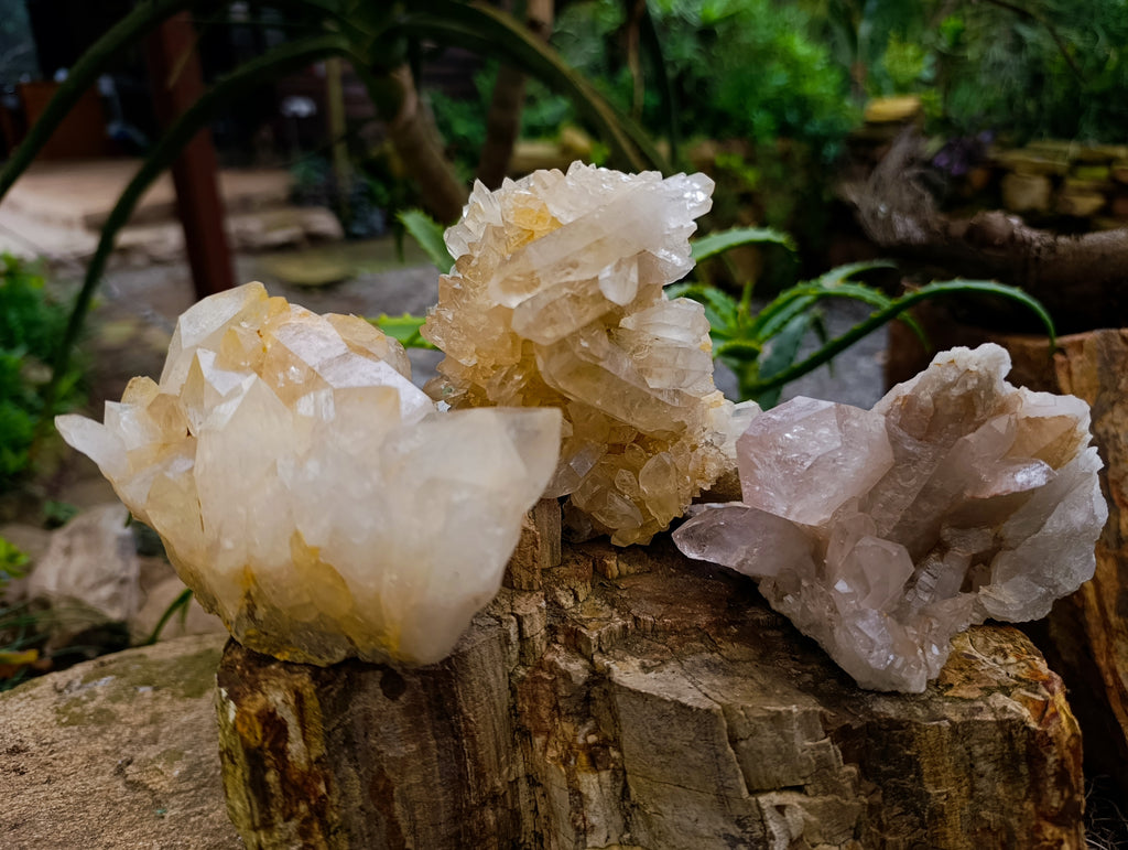 Natural Quartz Clusters x 4 From Madagascar - Toprock Gemstones and Minerals 