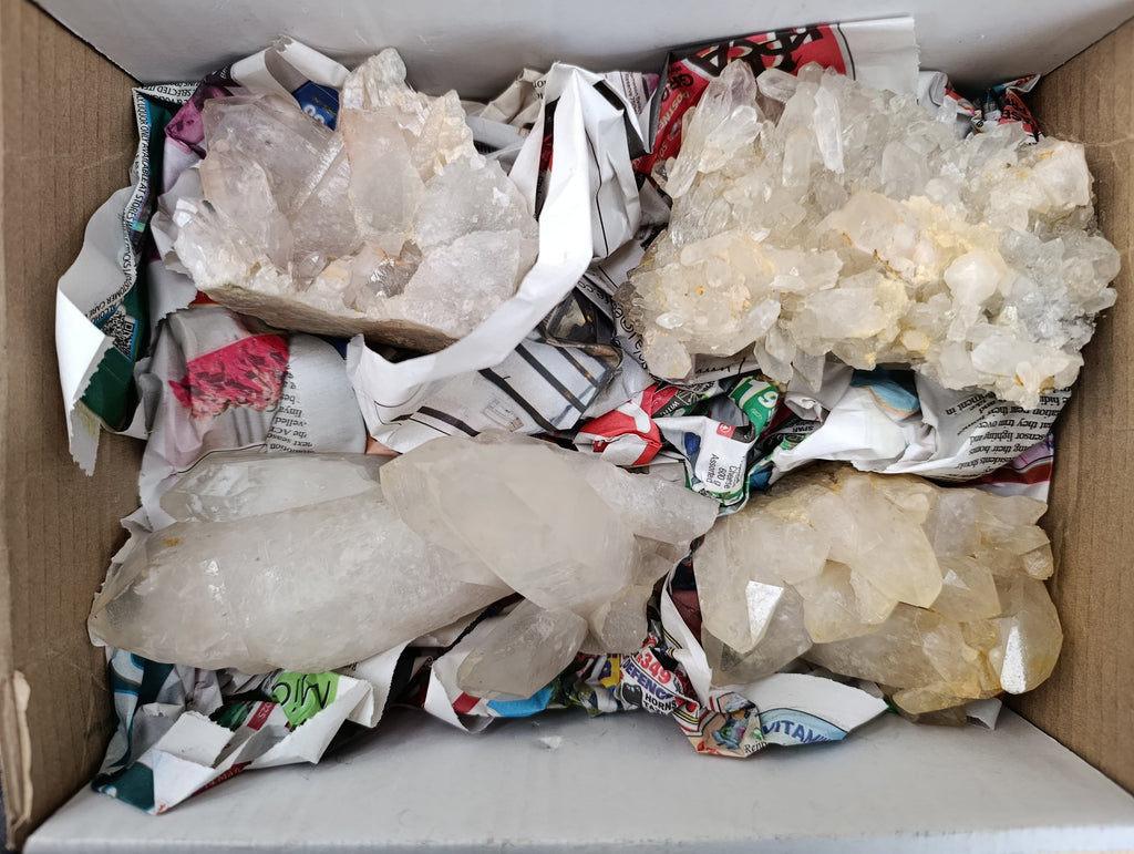 Natural Quartz Clusters x 4 From Madagascar - Toprock Gemstones and Minerals 