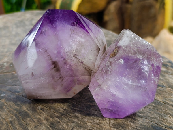 Polished Window Amethyst Quartz Point x 2 From Akansobe, Madagascar