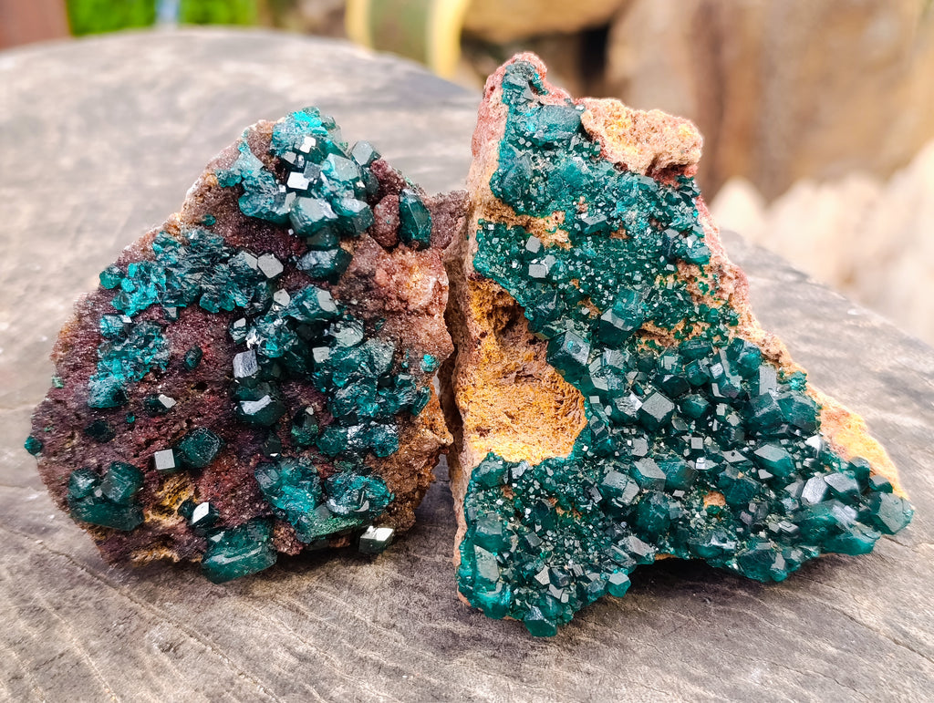 Natural Dioptase On Dolomite Specimens x 3 From Mashamba West Mine, Congo - Toprock Gemstones and Minerals 