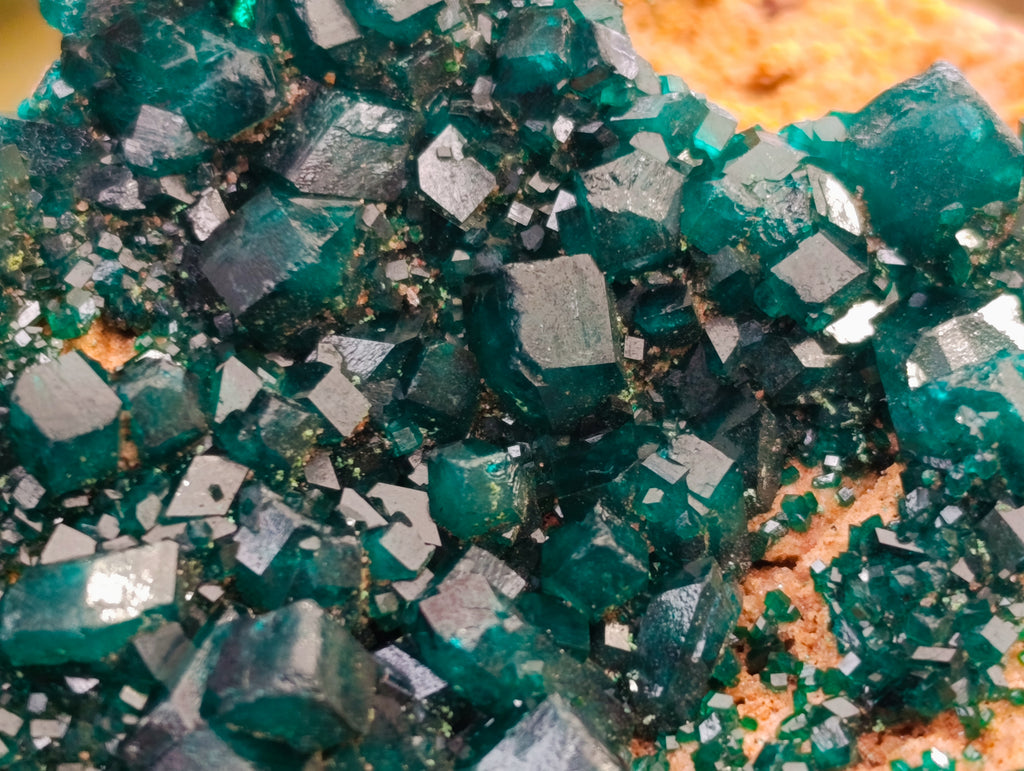 Natural Dioptase On Dolomite Specimens x 3 From Mashamba West Mine, Congo - Toprock Gemstones and Minerals 