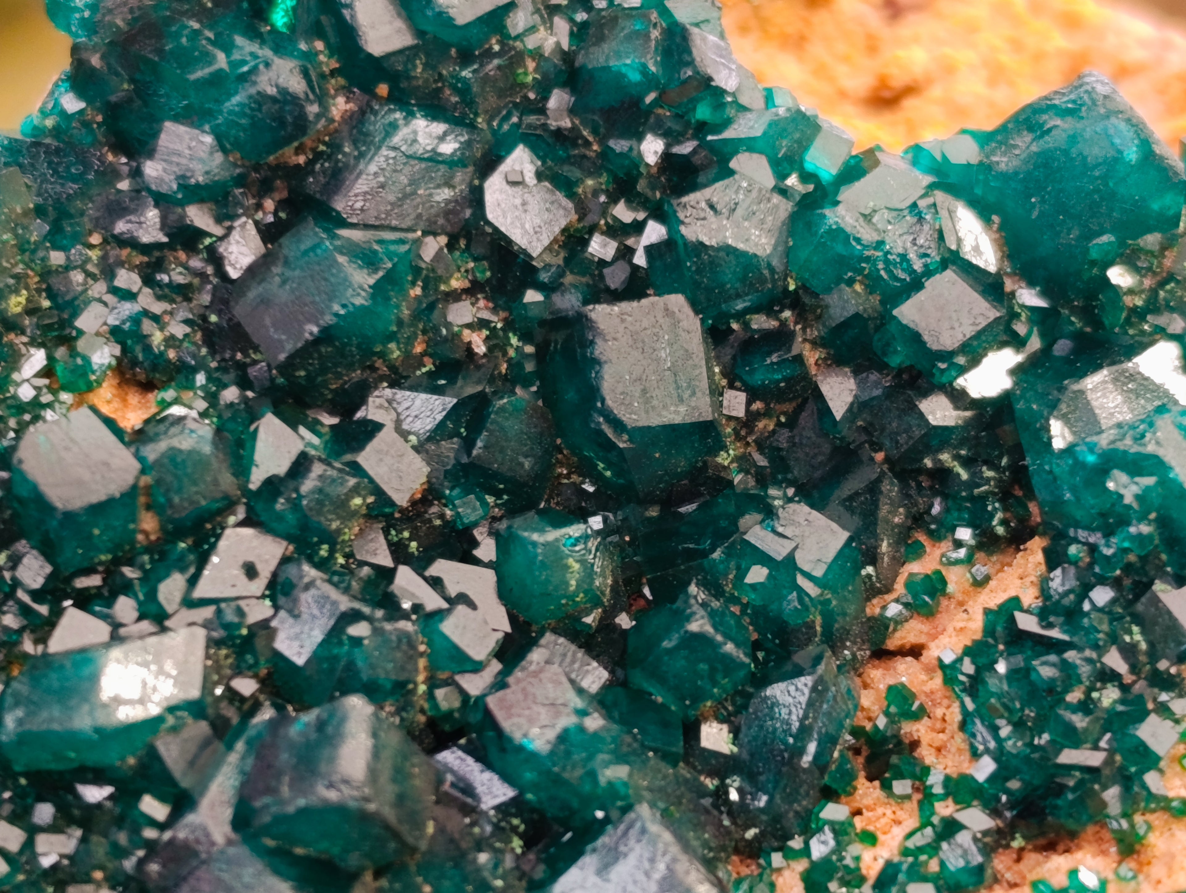 Natural Dioptase On Dolomite Specimens x 3 From Mashamba West Mine, Congo - Toprock Gemstones and Minerals 