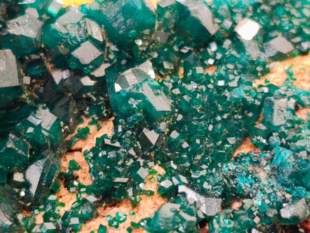 Natural Dioptase On Dolomite Specimens x 3 From Mashamba West Mine, Congo - Toprock Gemstones and Minerals 