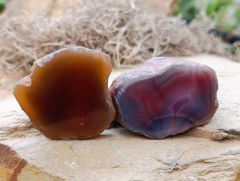 Polished On One Side Red Sashe River Agate Nodules x 24 From Zimbabwe - Toprock Gemstones and Minerals 